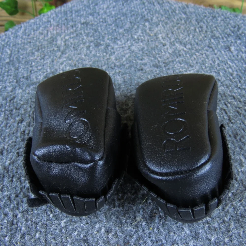 Romirus Moccasins Toddler 1‎ Black Faux Leather Soft Sole Flexible